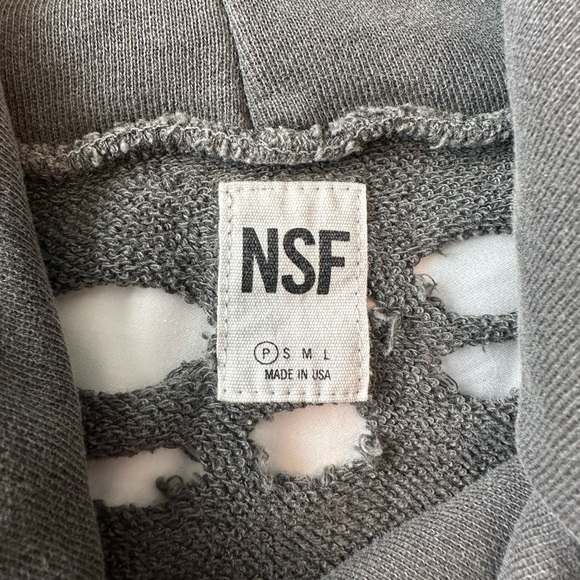NSF distressed hoodie sweatshirt grey - Picture 3 of 8